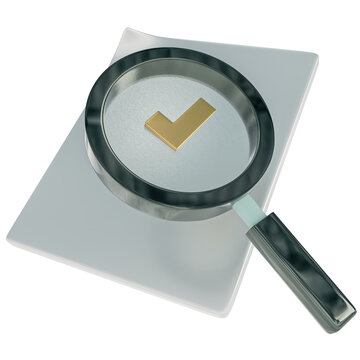 Icono 3D, aprobaci&oacute;n, revisi&oacute;n, verificaci&oacute;n y contenido listo.