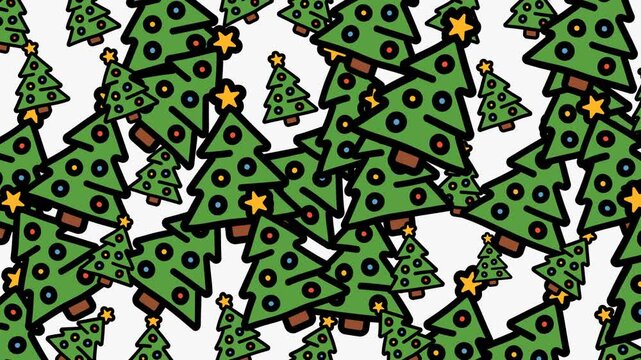 Seamless doodle Christmas tree motion for holiday designs, social media posts, digital cards, backgrounds, website banners.