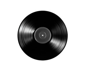 Obraz premium a black vinyl record with a white background, top view, isolated on the edges, hyper-realistic, detailed, product