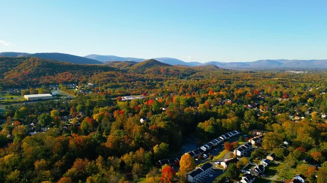 Fall leaf change in the American south. Shenandoah valley fall tourism 