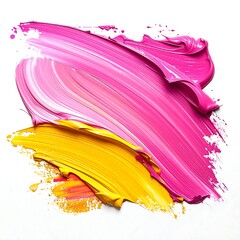 Vibrant Strokes - A Fusion of Pink and Yellow Paint Textures.