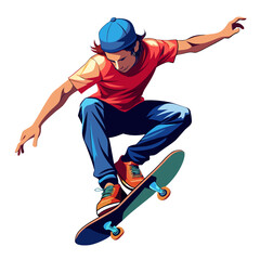 Fototapeta premium Young person enjoying a skateboarding trick on a board with wheels