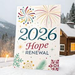 christmas greeting card with snow