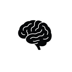 Human brain minimal vector silhouette black design isolated on white-01.eps