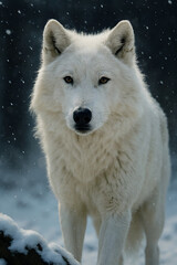 Lone Wolf Under Full Moon in Forest Night