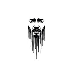 Dripping emotional face minimal vector silhouette black artistic design isolated-01.eps