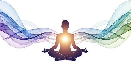 Silhouette of a person meditating isolated on transparent background