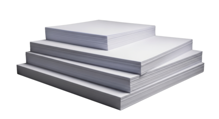 Stack of white paper for printing isolated PNG with Transparent Background