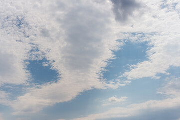 Cloud formations creating interesting patterns in a blue sky