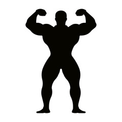 Fototapeta premium Silhouette of a muscular bodybuilder flexing biceps strength pose vector