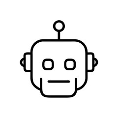 AI Robot Face Icon – Artificial Intelligence, Futuristic Technology, and Machine Learning Symbol