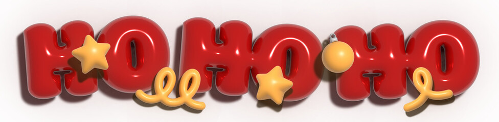 3D Christmas red balloon Ho Ho Ho letters on transparent background.