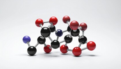 3D molecular model with colored atoms and bonds—evoking chemical structure, atomic interaction, and scientific clarity.