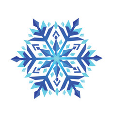 Geometric Blue Snowflake with Gradient Shading