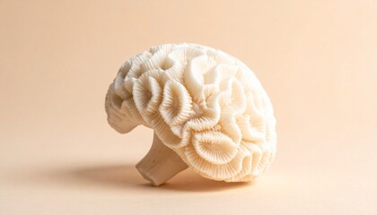 Brain coral on beige background—evoking natural symmetry, marine texture, and anatomical resemblance.
