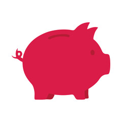 vector piggy bank with red ribbon