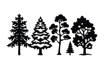 Silhouette of the Forest: A stunning silhouette showcasing a variety of trees against a plain background, creating a minimalist yet impactful visual of nature's beauty and diversity.