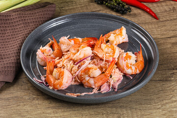 Shrimp cocktail with salad and sauce