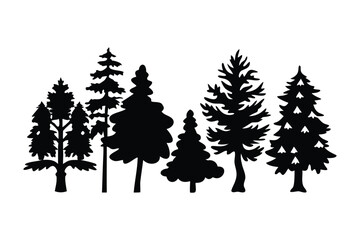 Obraz premium Silhouette Forest: A striking depiction of a tranquil forest, where nature's beauty and serenity are captured through the contrast of dark silhouettes against a neutral backdrop. 