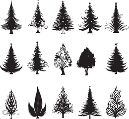 Obraz premium Enchanting Christmas Tree Vector Pack – Sparkling Festive Illustrations