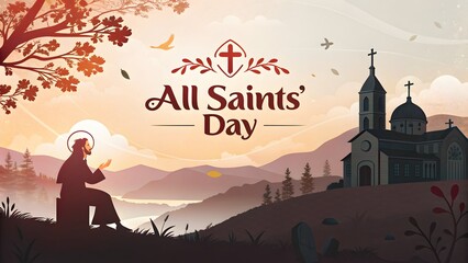 All saints day banner illustration