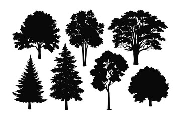 Silhouette Trees: Diverse tree silhouettes stand as stark symbols of nature, offering a versatile resource for various design needs.