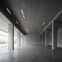 An expansive interior scene featuring high ceilings and minimalist design, promoting a sense of freedom and openness within a large, uncluttered environment ,vast ,light ,serene