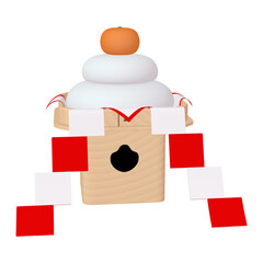 正月のイラスト素材　鏡餅　御幣付き（1_2）