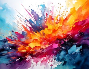 Vibrant Watercolor Explosion - A Burst of Colorful Energy.