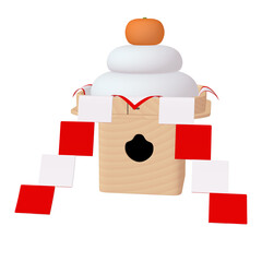 正月のイラスト素材　鏡餅　御幣付き（1_1）