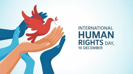 Peace dove hands human rights day december 10th celebration