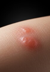 An inflamed epidermal surface displaying an allergic skin condition. Visible irritation, redness, and swelling from an adverse body response ,problem ,reaction ,inflammatory