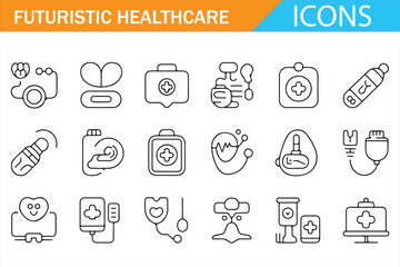 Robotic Surgery and DNA Research Modern Icon Set