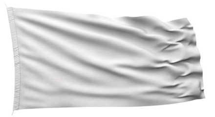 A plain white flag waving gently in the wind against a dark background creating a simple and minimalist look
