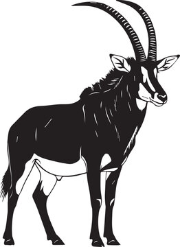 Majestic sable antelope silhouette standing gracefully with distinctive horns wildlife art
