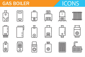 Water Heater and Gas Boiler Icons – Industrial Energy Equipment Collection