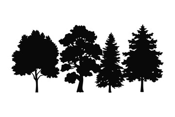 Silhouetted Trees in Nature: A collection of trees stand tall, their forms defined against the light, representing the majestic beauty of nature, silhouette of the woods.