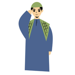 Muslim Man Performing Iqamah Illustration