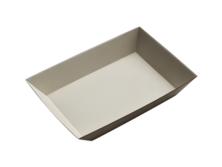 An empty white cardboard tray isolated on transparent background, perfect for showcasing food items, small objects, or creating a clean and minimalist presentation for various purposes