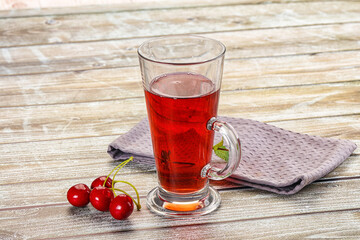 Sweet cherry juice in the glass