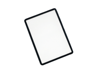 Black tablet with a blank screen isolated on transparent background, perfect for showcasing your app or website design with a clean and modern aesthetic appeal