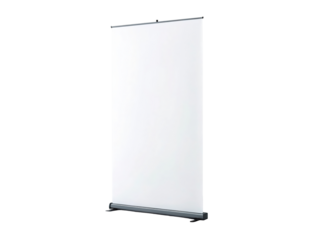 Blank roll up banner stand for advertising, isolated on transparent background, perfect for showcasing promotional content at events