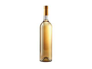 Elegant bottle of white wine isolated on transparent background, perfect for celebrations, dinners, and special occasions, showcasing its golden hue and sophisticated appeal