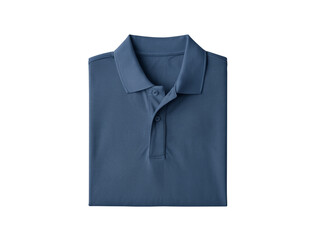 Folded blue polo shirt isolated on transparent background, presenting a classic and casual style, ideal for fashion catalogs, apparel designs, and promotional materials