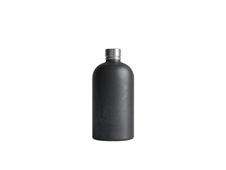 Matte black reusable water bottle isolated on transparent background, perfect for staying hydrated with a touch of elegance and reducing plastic waste with its durable and stylish design