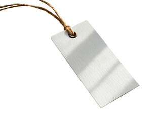 Minimalist metal tag isolated on transparent background, perfect for adding a touch of industrial chic to your product presentation, branding, or marketing campaign