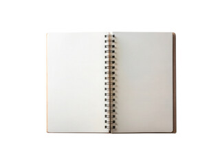 Open spiral notebook with lined pages isolated on transparent background, perfect for writing, drawing, or notetaking, ideal for creative projects and planning