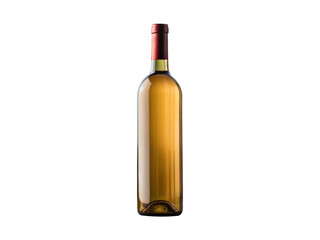 Refined bottle of amber wine isolated on transparent background, highlighting its rich color and sophisticated shape, ideal for wine tasting, gourmet events, or beveragerelated designs