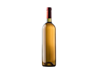 Refined bottle of amber wine isolated on transparent background, highlighting its rich color and sophisticated shape, ideal for wine tasting, gourmet events, or beveragerelated designs