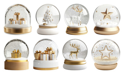 Fototapeta na wymiar PNG Elegant festive snow globe collection, element set on transparent background